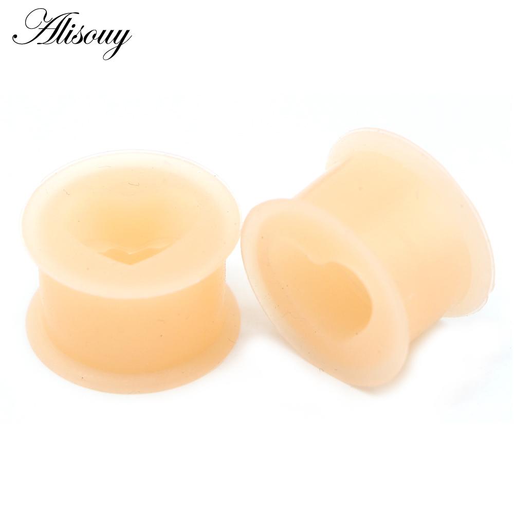2 Stück Silikon-Ohrstöpsel und Tunnel in Herzform, flexible Ohrstöpsel, Ohr-Expander, Tunnel, Ohrringe, Messgeräte, Körperschmuck, Piercings 5mm beige