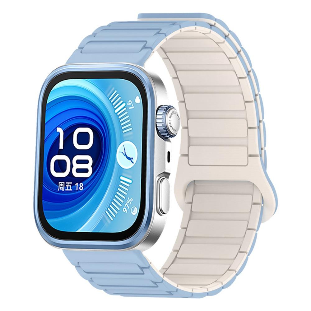 Magnetisches Schlaufband für Huawei Watch Fit 5/5 Pro/4 Pro/4/3 Riemen NEUES Silikon Ersatzband Armband für Huawei Watch Fit 5/5 Pro Band weiß/blau