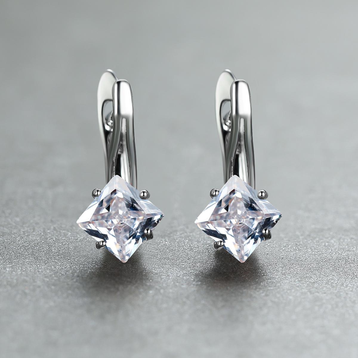 Exquisite Ohrringe, Modeschmuck, Goldfarbe, Diamantschliff, Aquablauer Stein, Geburtsstein, Braut, Prinzessin, Verlobungsohrringe weiß/silber