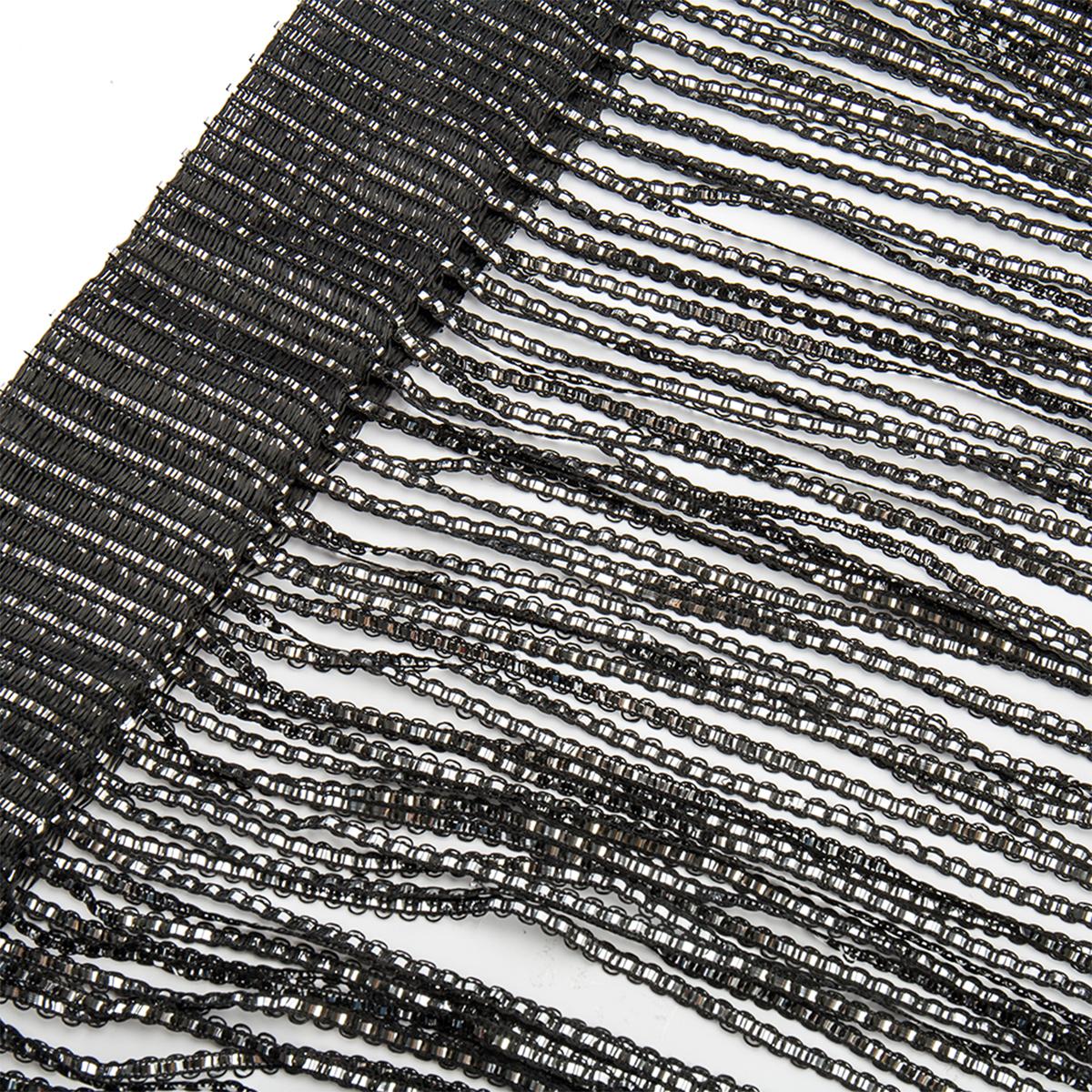 100x200CM Faden Türvorhang Fadenvorhang Raumteiler Einfarbig Quaste Fransen Fensterpaneel Vorhänge Mückenschutz Fliegen Insekten Vorhänge W 100cm * H 200cm schwarz