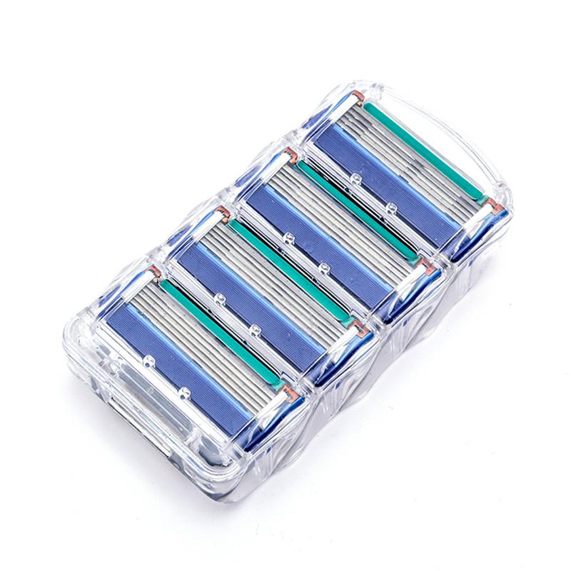 4-teilige Rasierklingen für Gillettee Fusione Men Sharp Trimmer Rasiermesser, manueller Fünf-Schicht-Rasierer blau