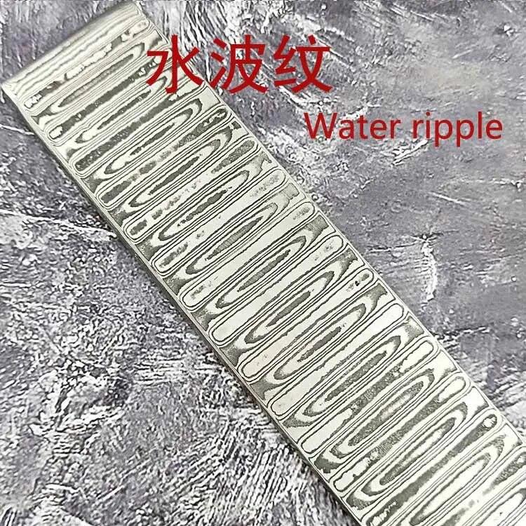30 x 5 x 0,5 cm Damaskus-Stahl VG10 Sandwich-Messer, Rohmaterial, Streifen, DIY-Messer, Billets-Muster, tausendschichtig, abgeschreckt, 30 x 5 x 0,3 cm 30x5x0.3cm Water