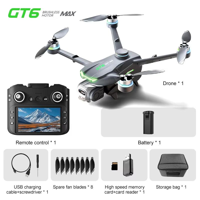 2025 Neuer GT6MAX Professioneller Drohne 8K HD Dual-Kamera GPS Smart Return 5G WIFI Hindernisvermeidung Bürstenloser RC Faltbarer Quadcopter Bildschirmsteuerung GPS 1 Battery