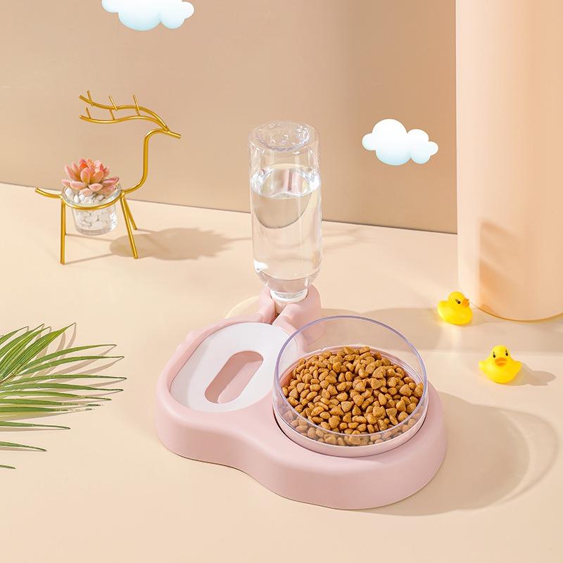Automatische Futterspender für Hunde, Plastikwasserflasche, Katzennapf, Füttern und Trinken, Wasserspender für Hunde, Futternapf für Haustiere, Heimtierbedarf rosa
