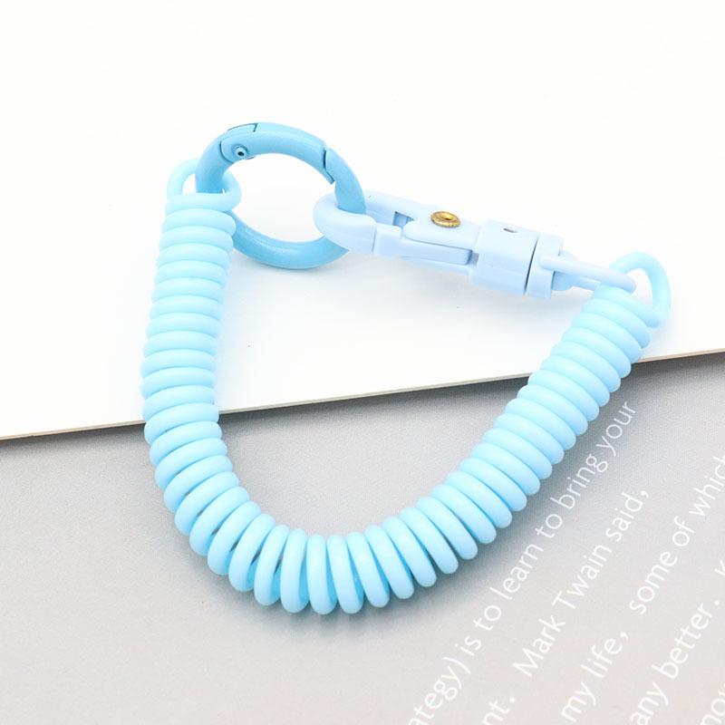 Schraubenfedern-Schlüsselanhänger, dehnbare Spiralfeder, einziehbarer Schraubenfeder-Schlüsselanhänger mit Metallverschluss, Schlüsselanhänger-Halter, Schlüsselband blau