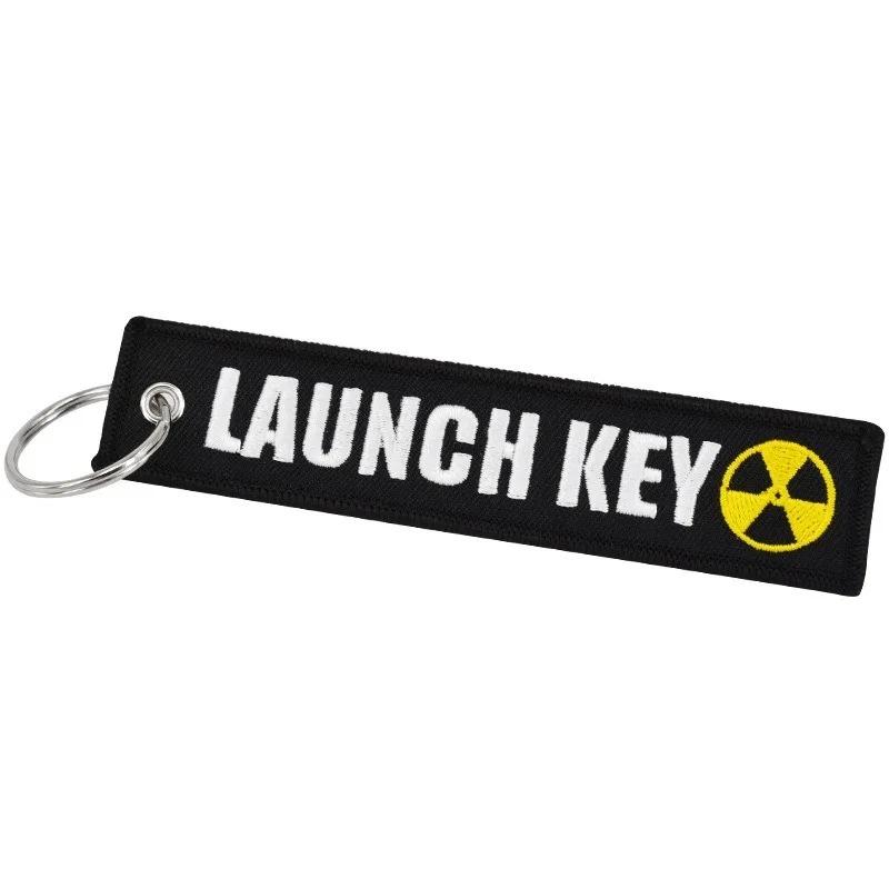 Text Stickerei Schlüsselanhänger LAUNCH KEY Tags Rechteck Schlüsselanhänger personalisierte Schlüsselanhänger Zubehör Souvenir 13 cm