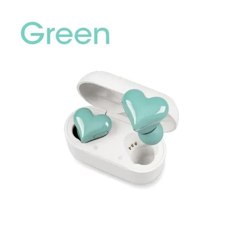2024 Neue Heartbuds Drahtlose Kopfhörer Ohrhörer Bluetooth 5.3 Headset Frauen Mode Rosa Gaming Student Kopfhörer Mädchen Geschenk grün