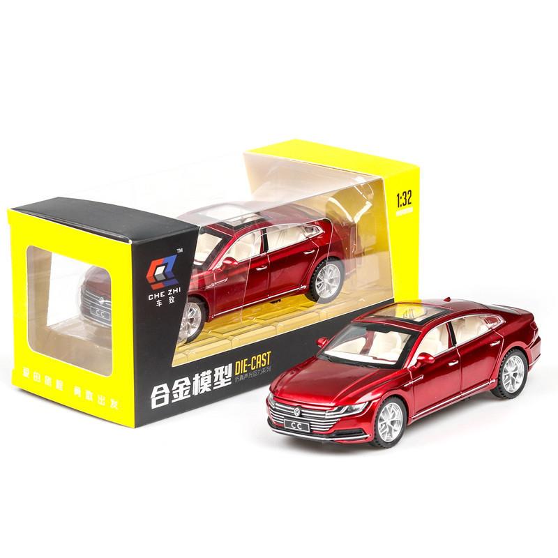 CC-Legierungsautomodell im Maßstab 1:32, Legierungsdruckguss-Modellauto mit Lichtsound, Druckguss-Jungen-Geburtstagsgeschenk, Kinderspielzeug, Nachbildung von Maßstabsspielzeug 1/32-16.5x7x4.7cm rot