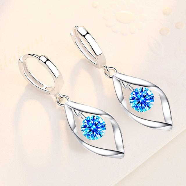 Neue 925 Sterling Silber Damen Ohrringe Anhänger Mode Lang Weiß Puderblau Hohe Qualität Mode Drehbare Ohrring Schmuck Geschenk white