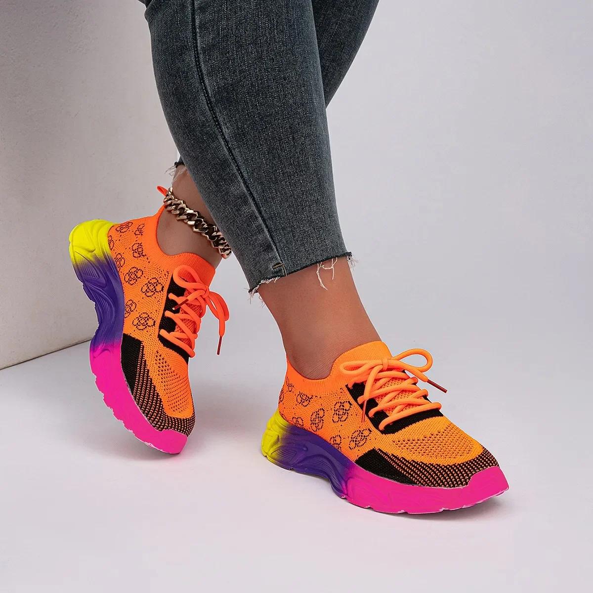 Damen Atmungsaktive Mesh Plateau Schuhe Neu Erhöhen Höhe Klobige Sneaker für Damen Tenis Outdoor Damen Freizeit Laufschuhe 41 orange