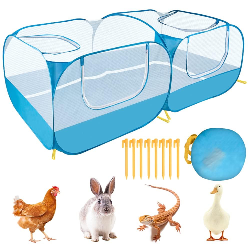 Tragbares, faltbares Haustierzelt, Laufstall, Zwinger, transparenter, atmungsaktiver Zaun, großer Unterschlupf für Katzen, Hunde, Welpen, Kätzchen, für drinnen und draußen blau