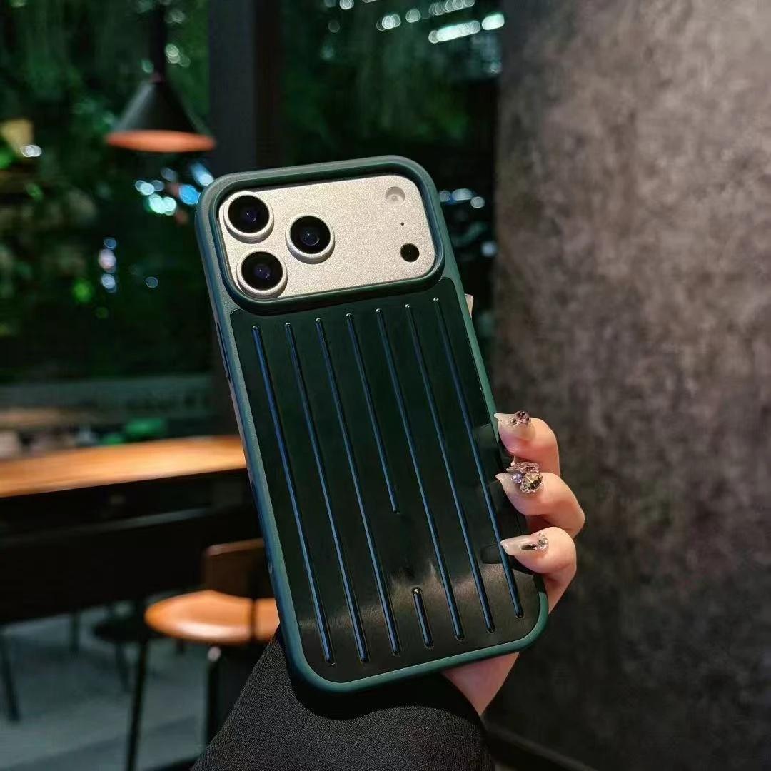 Neue Ballettrosa mit silbernem Rand Rimowa Aluminiumlegierung Gepäck Handyhülle Für IPhone 17 Pro Max 16 15 14 13 Stoßfest Schutzhülle mit Box iPhone 14 grün