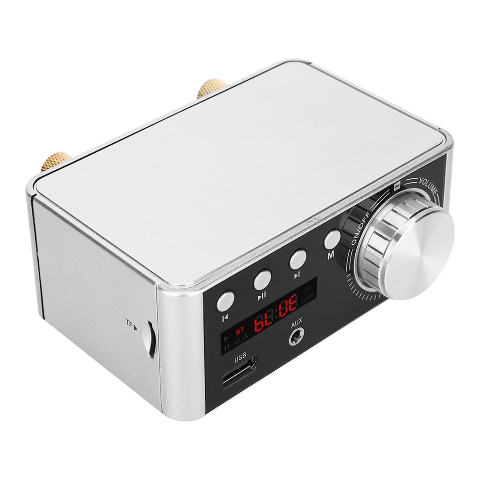 HIFI Bluetooth 5.0 Digital Audio Verstärker Board Speicherkarte Player 50W x 2 Stereo für AMP silber