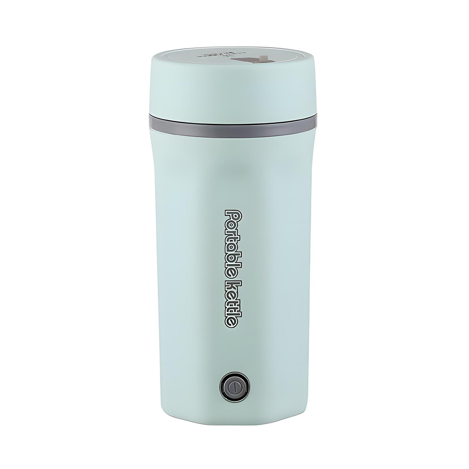 Tragbarer Reise-Wasserkocher, 500 ml, tragbarer Wasserkocher aus Edelstahl zum Kochen von Wasser EU Plug grün