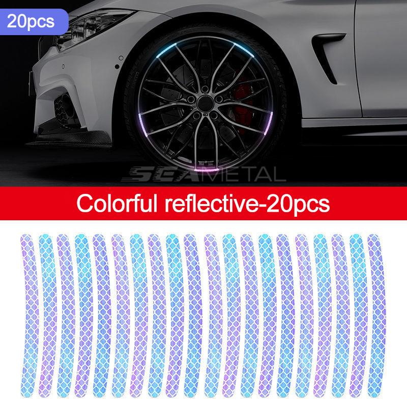 20 Stücke Auto Rad Reflektierende Aufkleber Reifen Dekoration Aufkleber Radnabe Reflektierende Aufkleber Personalisierte Körper Leuchtende Aufkleber 20pcs Type C bunt