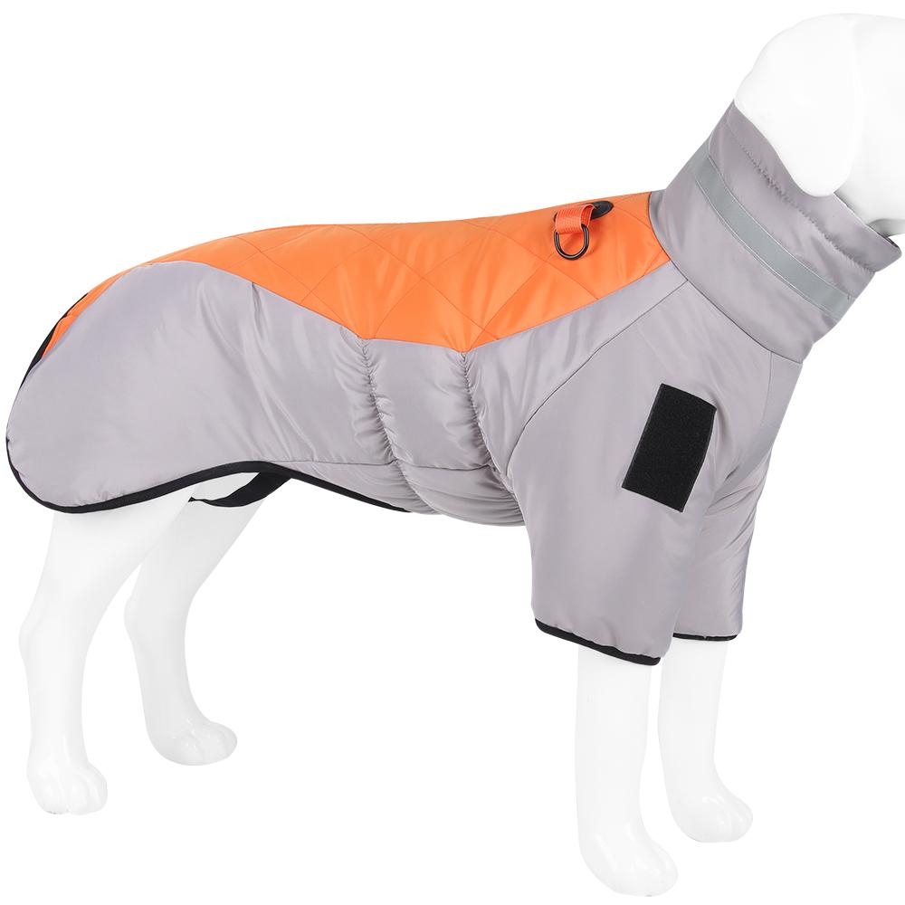 Winterjacke für Hunde, reflektierende Weste mit hohem Kragen, warme Kleidung für große Hunde, wasserdichte, winddichte Hundejacke für kaltes Wetter für mittelgroße und große Hunde XXXXL orange