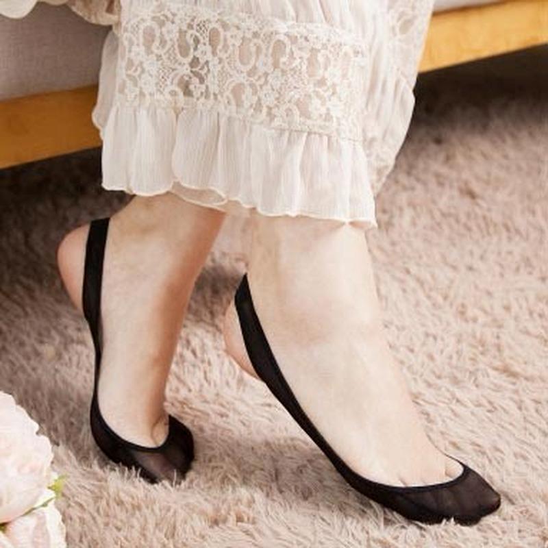 1 Paar Damen-Socken, ultradünn, unsichtbar, flacher Mund, rutschfeste Socken, hohe Fersen-Vorfußpolster-Socken schwarz