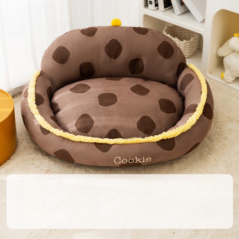 Keks-Rückenlehne Hundebett Herbst und Winter Warmes Hundebett Katzen Schlafplatz Katzenbett Haustierbedarf S (45 * 35cm ) black