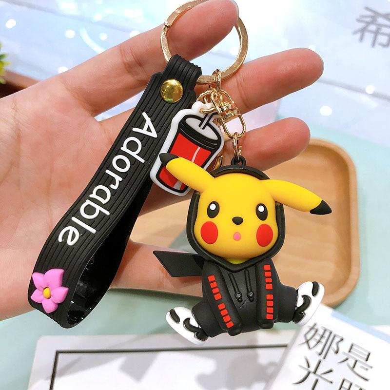 Anime-Schlüsselanhänger, niedlicher Silikon-Schlüsselanhänger, Autoschlüssel, Tasche, Schmuckstück, Schlüsselanhänger, Kinderspielzeug, Frauen, Männer, Geschenk schwarz