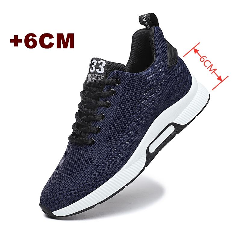 Mode Große Größe Aufzug Schuhe Männer Turnschuhe Erhöhung Schuhe Höhe Erhöhen Schuhe Einlegesohlen 6CM Mann Täglichen Leben Höhe Erhöhen Schuh 44 blau