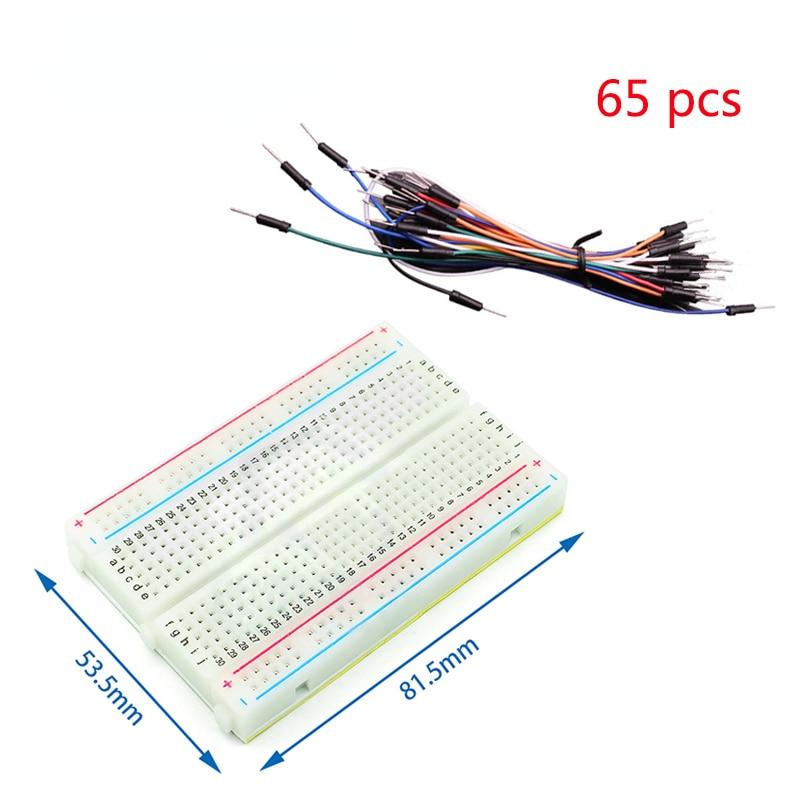 Steckbrett 400 700 750 830 Löcher MB-102 Lötfreie PCB Mini Test Board ZY-204 1600pts Prototyp Board Jumper Draht Kabel DIY Kit 400Tie white kit