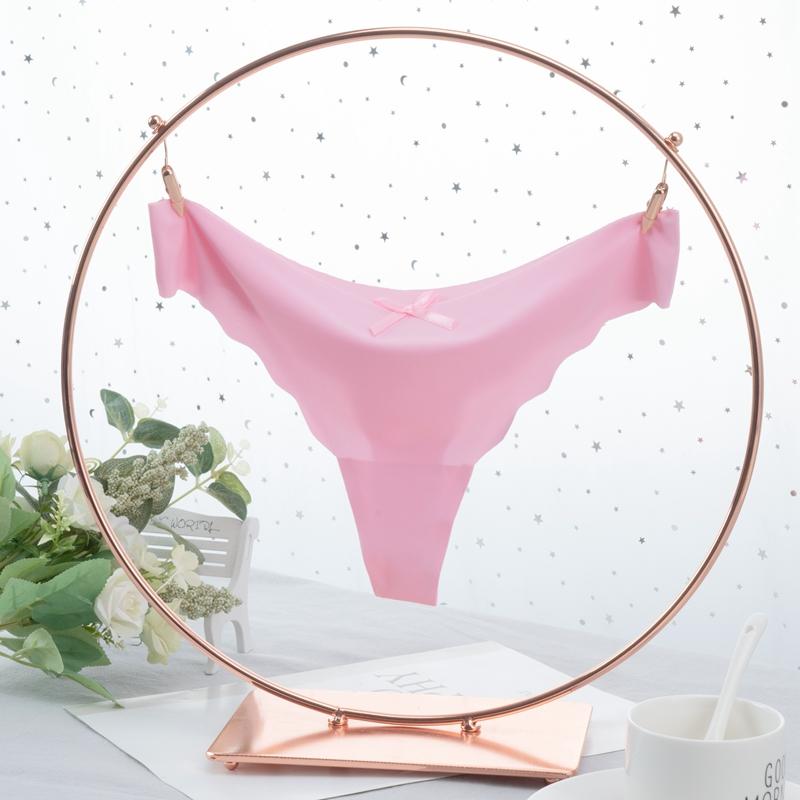 Damen String Tanga aus Eisseide mit niedriger Taille, sexy G-String, Unterwäsche, Damenhöschen, nahtlose Dessous, Bikinihöschen XL rosa