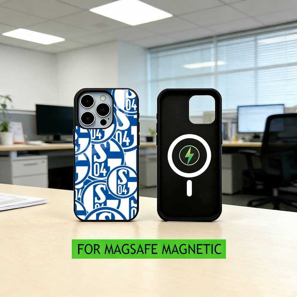 S-Schalke 04-PC Handyhülle Für iPhone17,16,15,14,13,12,11 Plus,Pro Magnetisch Für Magsafe Kabelloses Laden iPhone15PRO