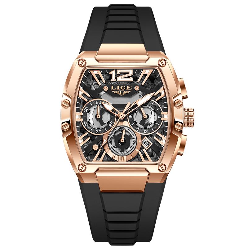 LIGE Neue Luxus Herrenuhr Mode Business Quarz Armbanduhren Leuchtend Wasserdicht Chronograph Herrenuhren gold/schwarz
