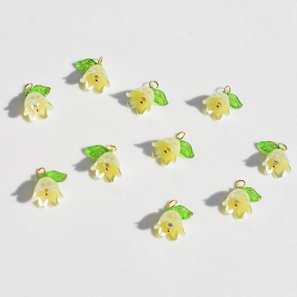 für Halskette Ohrringe für DIY lose Perlen Lampwork Perlen Glocke Orchidee Perlen Flora Blätter Perlen gelb