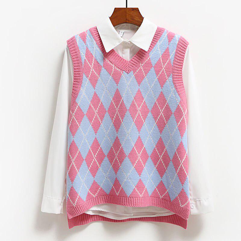 Gestrickte Weste Frauen Casual Pullover Elastizität Pullover Frühling Herbst Ärmellose V-Ausschnitt Tank Tops S rosa