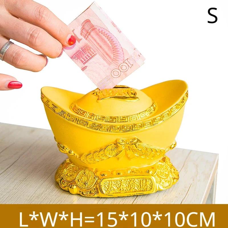 Goldbarren-Sparschwein, Glücks-Sparschwein aus Kunstharz, Heimtextilien, Haushalt, große Kapazität, Einweihungsgeschenke yellow