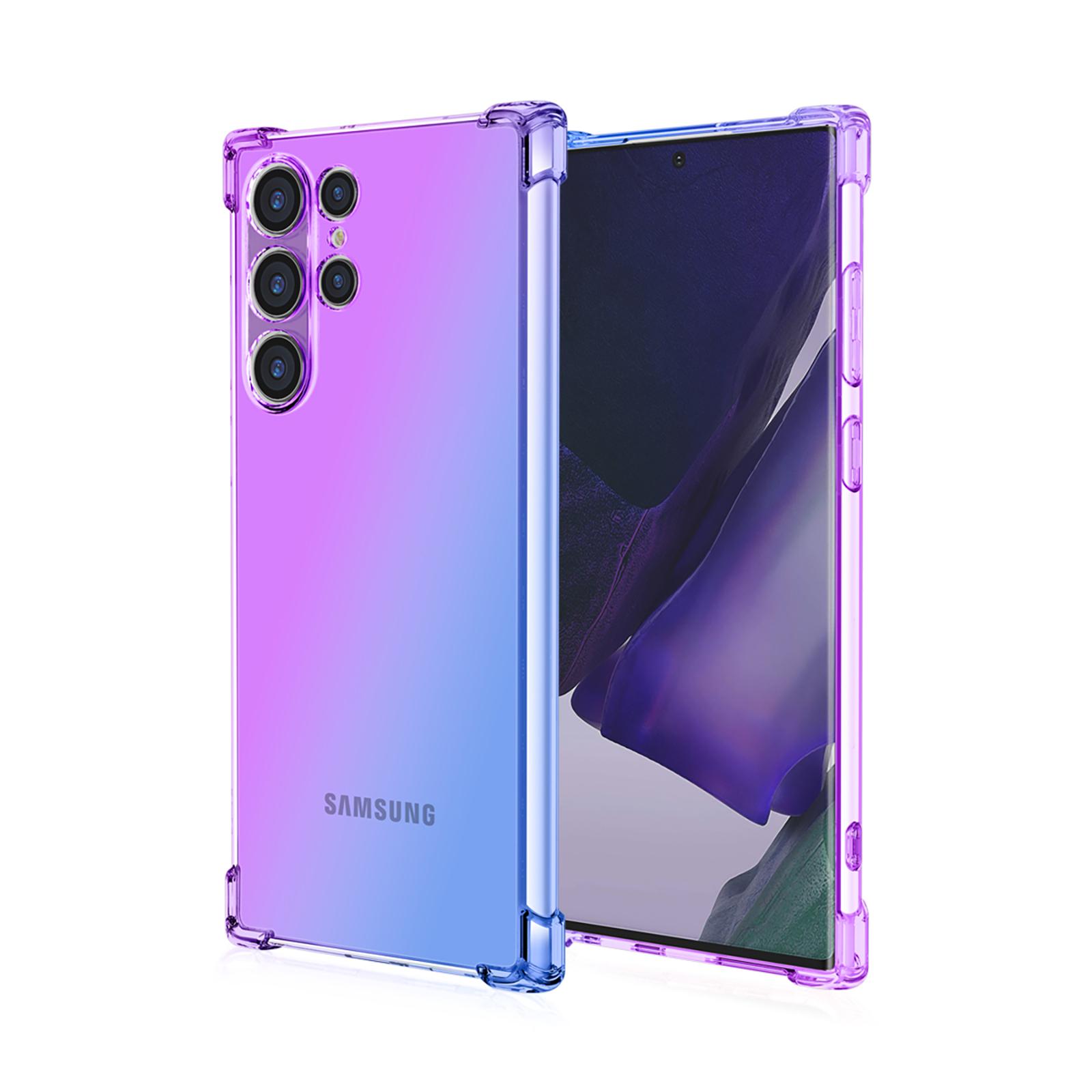 Klare, süße Handyhülle mit Farbverlauf, schlanke, kratzfeste, flexible TPU-Abdeckung, stoßfeste Schutzhülle für Samsung Galaxy S22 5G, S23 FE, S24 Ultra, S23+ Samsung Galaxy S23 Ultra 5G blau/violett
