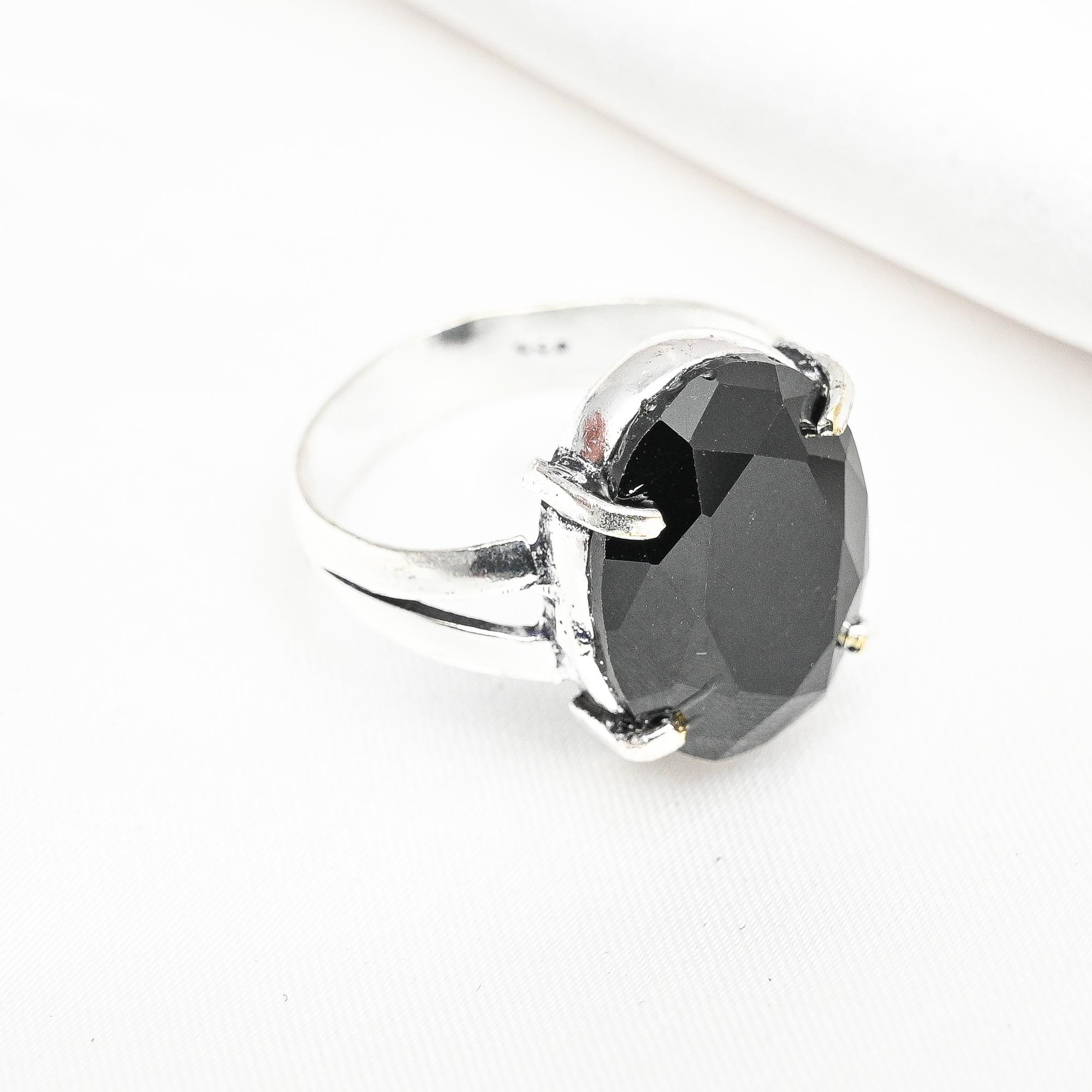 Schwarzer Spinell Ring, 925 Sterling Silber Ring, handgemachter Edelstein Schmuck, Geschenke für die Frau, brandneuer Ring 12 schwarz