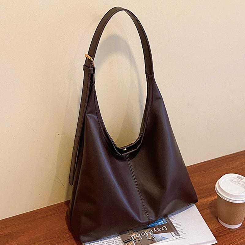 Vintage-Umhängetasche aus PU-Leder mit großem Fassungsvermögen für Damen, modische, weiche, einfarbige Umhängetasche für den Pendleralltag 35x12x38cm kaffeebraun