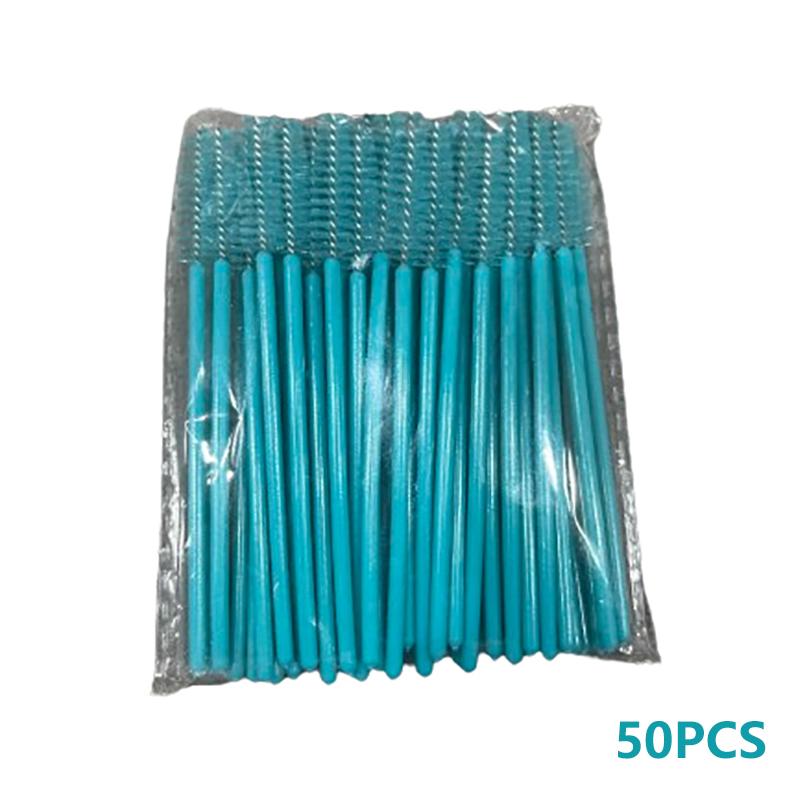 50 Stück Wimpernpinsel Make-up-Pinsel Einweg-Mascara-Stab-Applikator-Spooler Eye Lashes Cosmetic Pinsel Wimpernverlängerungswerkzeug blau