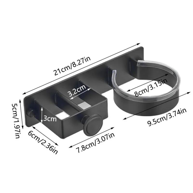 Föhnhalter Wandmontiert Badezimmer Haarglätter Aufbewahrungshalter Haarwerkzeug Organizer Klebend WC Föhnhalter schwarz