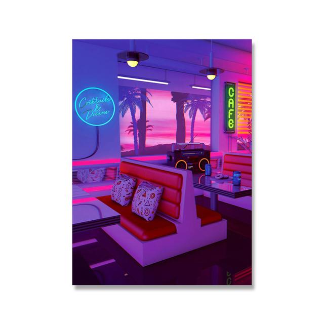 Modernes Spiel-Neon-DJ-Poster, Druck, Racing-Cocktail-Wandkunst, Leinwandgemälde, Videospiele, Paradies, Raumdekoration, Geschenkidee, ohne Rahmen 21*30cm