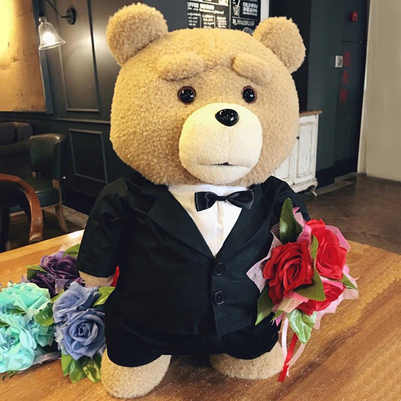 8 Stile Film-Teddybär Ted 2 Plüschtiere in Schürze Weiche Kuscheltiere Plüsch 45cm Ein Geburtstagsgeschenk für einen guten Freund 45CM silber