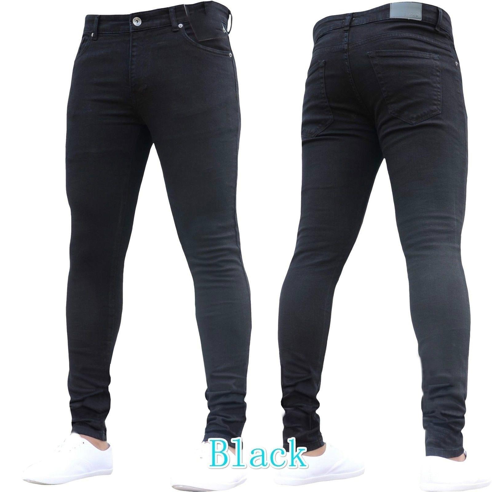 Schlanke und dünne Stretch-Denim-Hose für Herren, Herbst, schwarz, enge Wadenhose, Herrenmode L schwarz