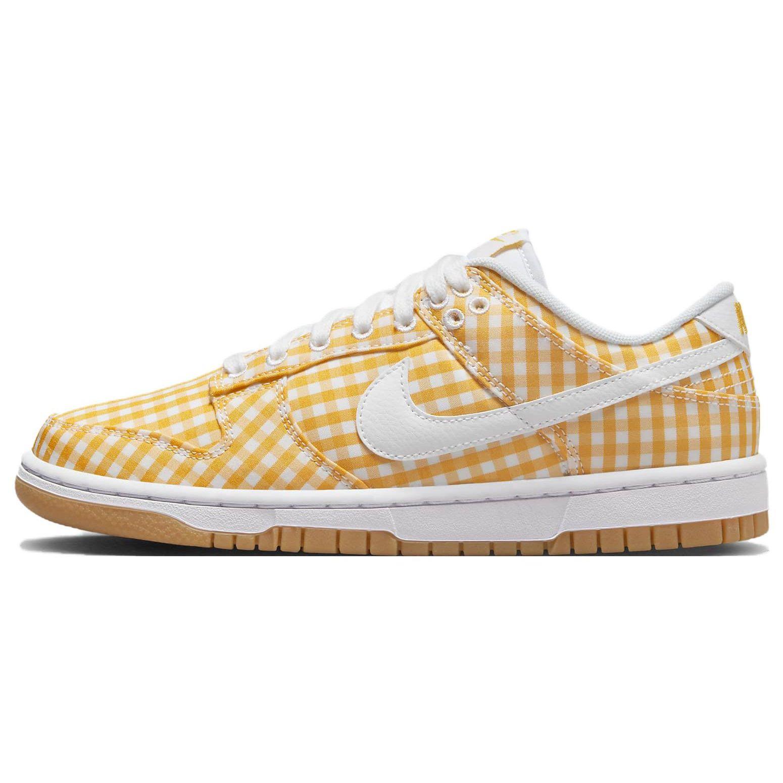 Nike Dunk Low Gelb Gingham Damen Sneaker Vivid-Sulfur Weiß Gummi-Hellbraun DZ2777-700 36.5