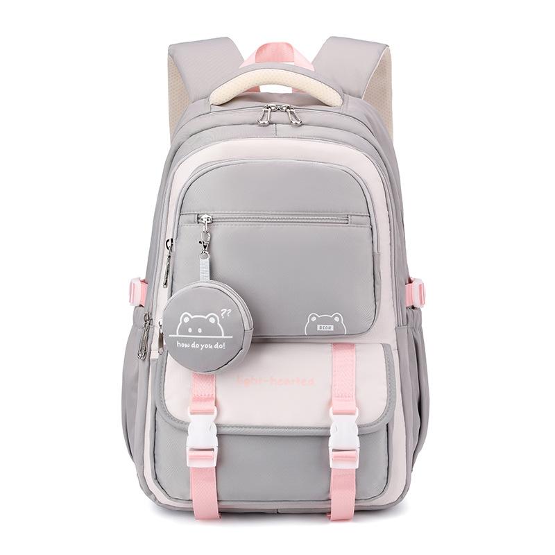 Mode Mädchen Schulrucksack Schultaschen Teenager Laptop Rucksack Lässiger Reiserucksack Büchertasche Kinder Schultasche Wasserdicht grau