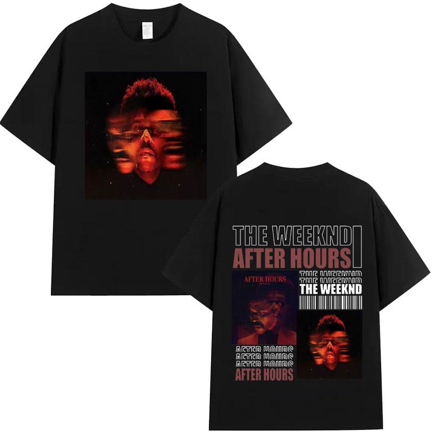 Pop-Sänger Künstler The Weeknd Doppelseitiges Print-T-Shirt Herrenkleidung T-Shirt Ästhetisches Baumwoll-T-Shirt Kurzarm Locker Bequem T-Shirt 4XL