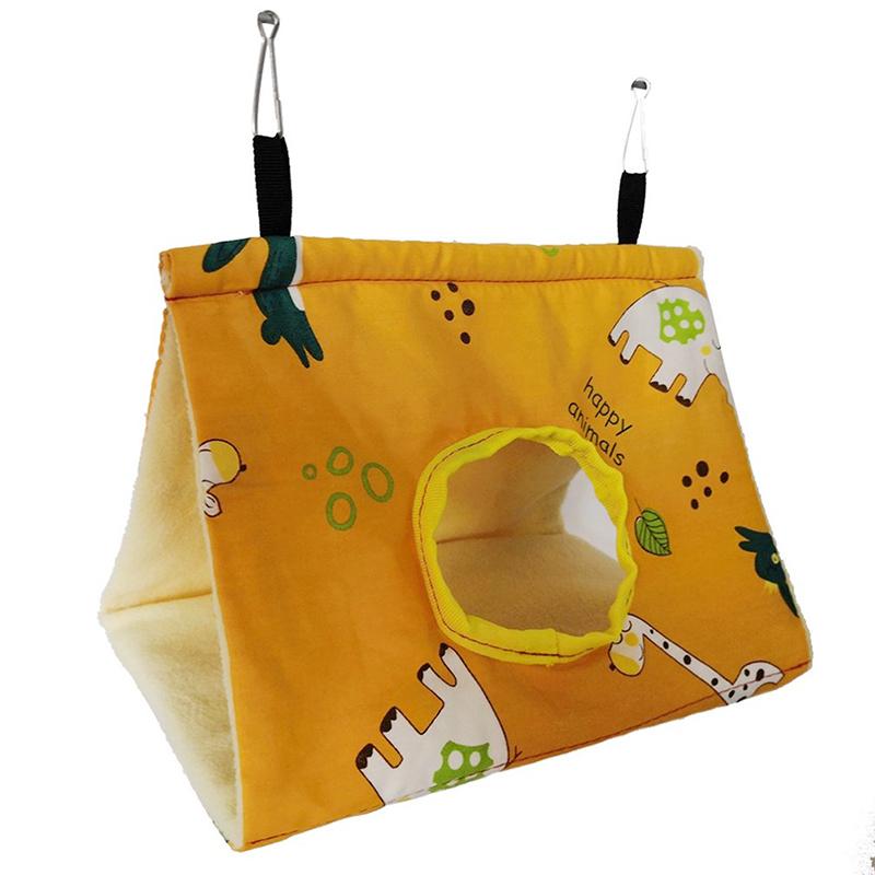 Winter Warmes Vogelnest Vogelkäfig Papagei Baumwolle Mini Haus Haustiernest Wellensittich Hängematte Käfig Hütte Zelt Bett Hängende Höhle Haustierbedarf 29x19cm gelb