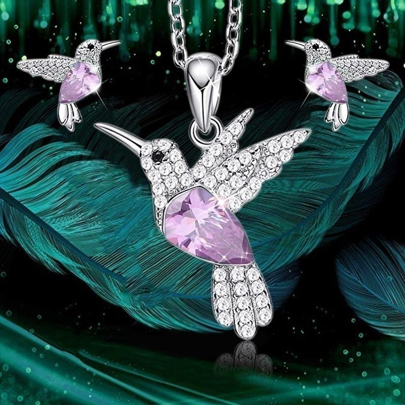 Wasser Diamant Vogel Halskette für Damen Modische Kristall Halskette Personalisierte Halskette white