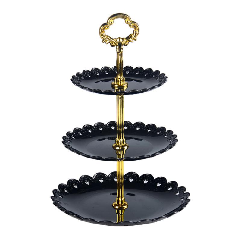 1 STÜCK Doppelschicht/Dreischicht Trockenobstschale Dessert Snackschale Hochzeitsdessert Süßigkeiten Trockenobstschale black