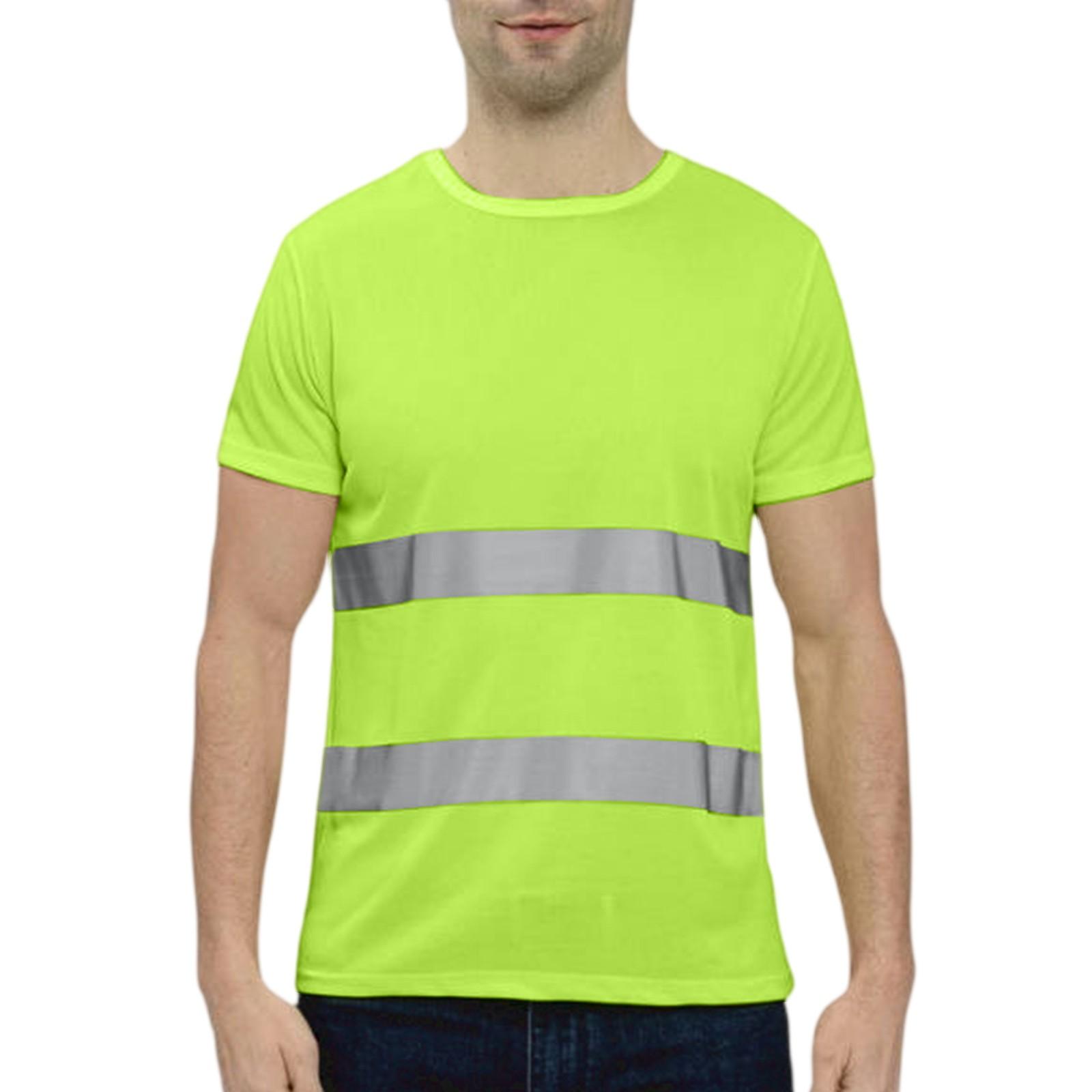 Herren Rundhals Schnelltrocknend Reflektierende Outdoor-Bau Umwelthygiene Sicherheit Gebäude Arbeit Reflektierende Arbeitskleidung Kurzarm XXXL