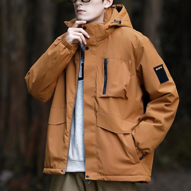 Leichte Herrenjacke, winddichte Regenjacke mit Kapuze für Männer, Wander-, Rad- und Reisejacke, Übergröße 8XL 3XL braun