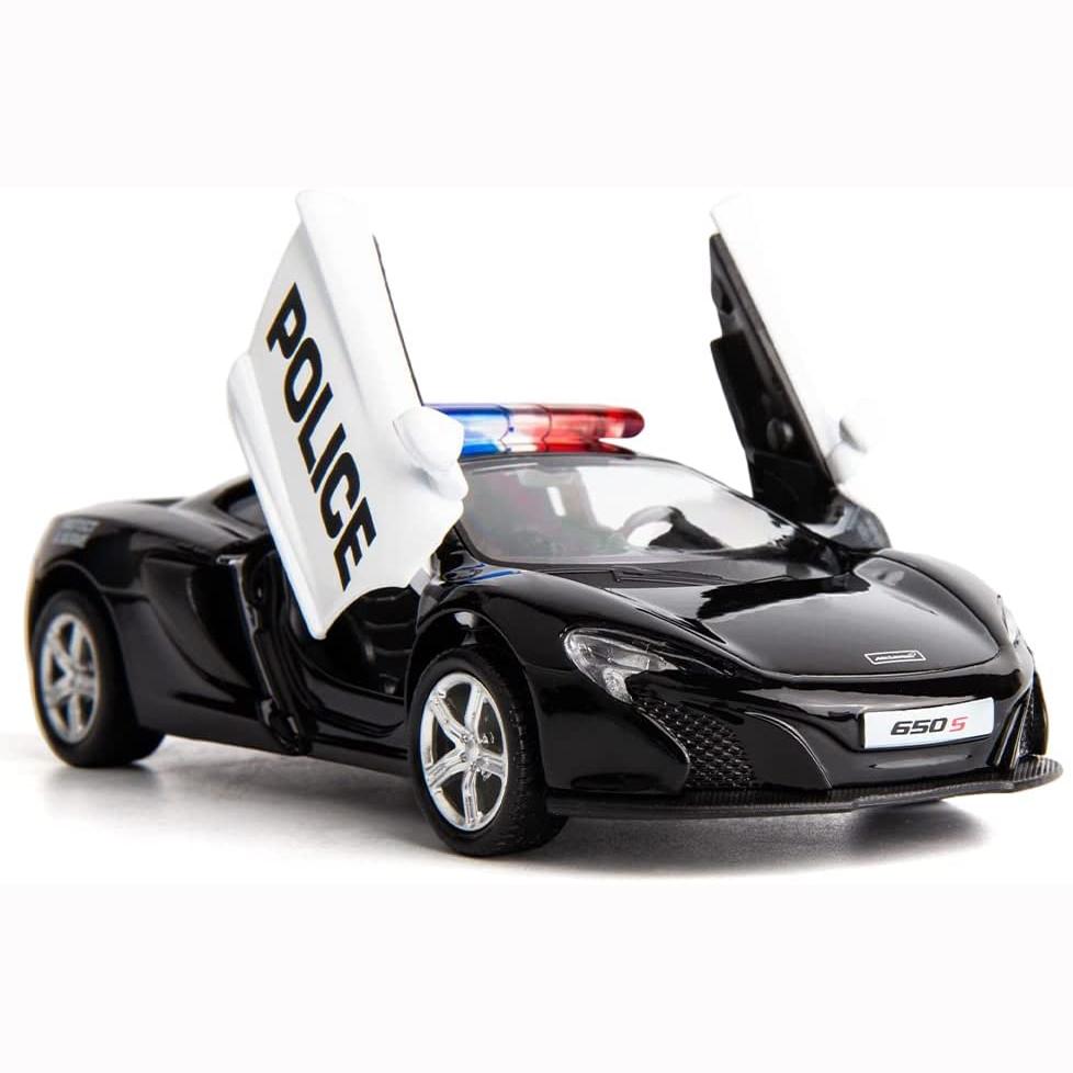 Polizeiauto-Modell im Maßstab 1:36, Zinklegierungs-Druckguss-Rückziehfahrzeuge, Kinderspielzeug für Jungen und Mädchen als Geschenk 650s-12.5x5x3.5cm