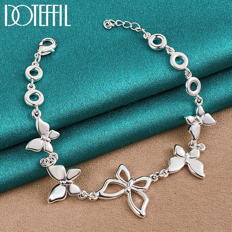 Sterling 925 Silber Schmetterlingsarmband Modeschmuck 20cm