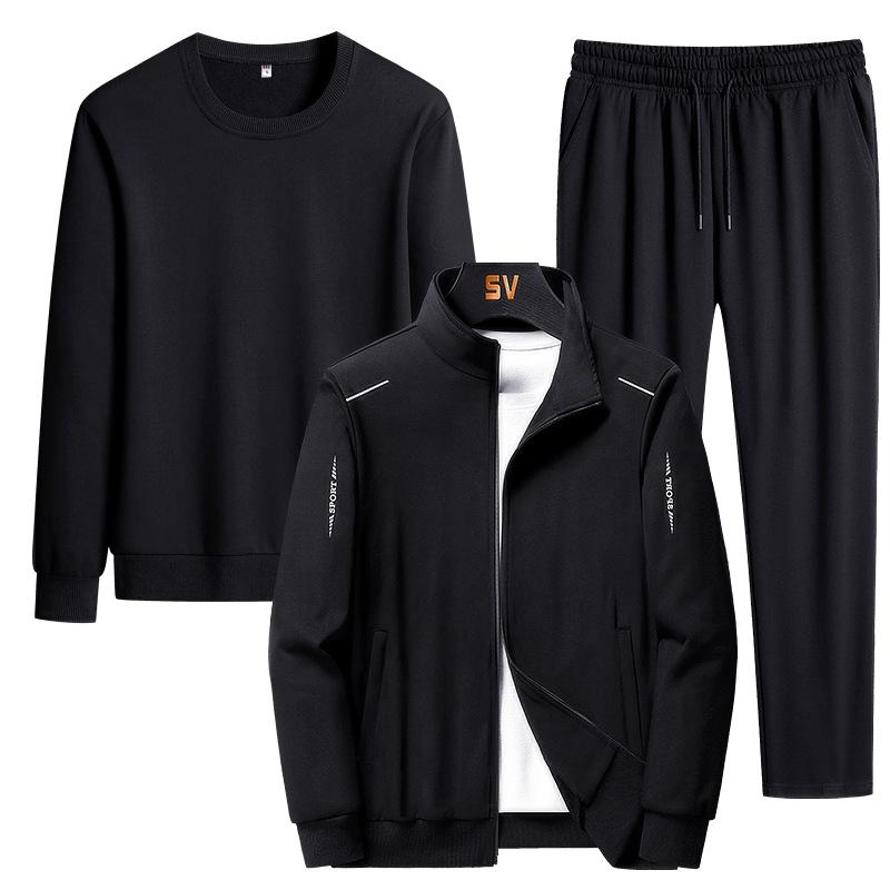 Frühling Und Herbst Freizeit Anzug männer Strickjacke Pullover Anzug Stehkragen Freizeit Sport Drei-Stück Set 8XL